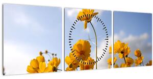Slika polja s svetlo rumenimi cvetovi (sa satom) (90x30 cm)