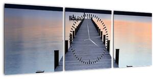 Slika - pomol ob jezeru Starnberger, Bavarska, Nemčija (sa satom) (90x30 cm)