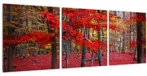 Slika - Rdeči gozd (sa satom) (90x30 cm)
