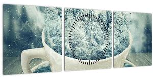 Slika - Zimski svet v skodelici (sa satom) (90x30 cm)