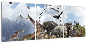 Slika - Živali na otoku (sa satom) (90x30 cm)