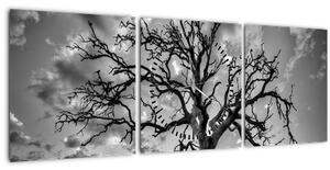 Slika - Črno-belo drevo (sa satom) (90x30 cm)