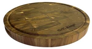 Grill King Chef Pro End-grain okrugla masivna kuhinjska daska s dva lica, 35 cm