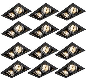 Set od 12 crnih ugradnih svjetala AR111 podesivih 2 svjetla - Oneon