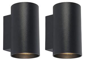 Set od 2 moderne zidne lampe crne okrugle - Sandy