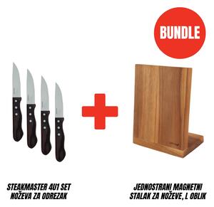 Grill King BUNDLE SteakMaster 4u1 set noževa za odrezak + magnetni stalak za noževe L oblika