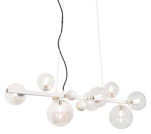 Art Deco viseća lampa bijela s prozirnim staklom 8 lampica - David