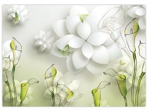 Staklena slika s cvijećem (70x50 cm)