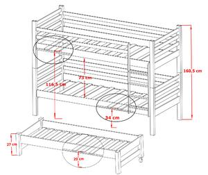Zondo Dječji krevet 90 x 200 cm TORI (s podnicom i prostorom za odlaganje) (grafit). 1013330