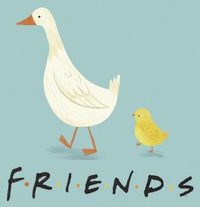 Umjetnički plakat Friends - Chick and duck, (40 x 40 cm)