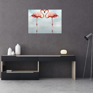 Staklena slika dva flaminga (70x50 cm)