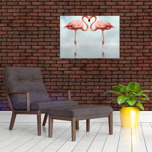 Staklena slika dva flaminga (70x50 cm)