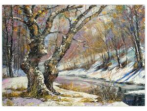Slika naslikanog zimskog krajolika (70x50 cm)