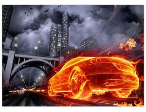 Slika automobila u plamenu (70x50 cm)