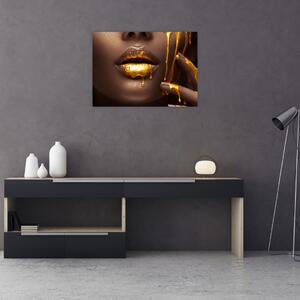 Slika - Žena sa zlatnim usnama (70x50 cm)