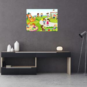 Slika dječje zabave u pješčaniku (70x50 cm)