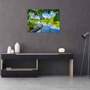 Slika ljetne rijeke s brodicom (70x50 cm)