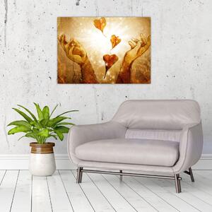 Staklena slika - Naslikane ruke pune ljubavi (70x50 cm)