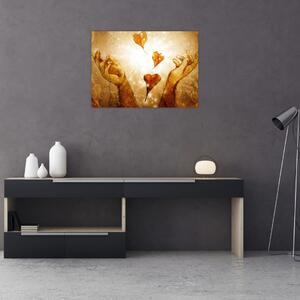 Staklena slika - Naslikane ruke pune ljubavi (70x50 cm)