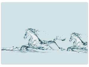 Staklena slika - Konji od kapljica vode (70x50 cm)
