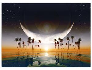 Slika - Mjesec iznad palmi (70x50 cm)