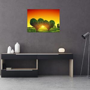 Staklena slika - Srce u krošnjama drveća (70x50 cm)