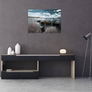 Slika - Drveni čamci na jezeru (70x50 cm)