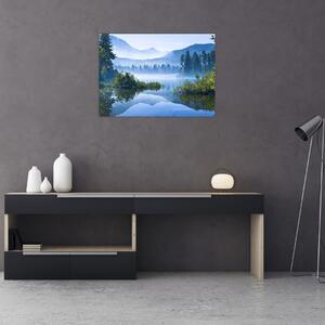 Staklena slika planinskog jezera (70x50 cm)