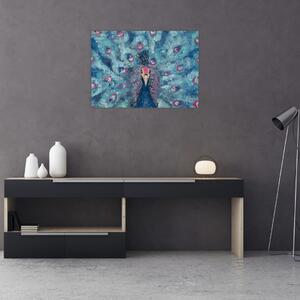 Staklena slika naslikanog pauna (70x50 cm)