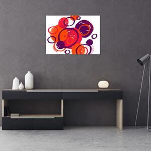 Staklena slika - Motiv s krugovima u toplim bojama (70x50 cm)