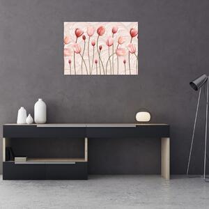 Staklena slika - Ružičasti tulipani (70x50 cm)
