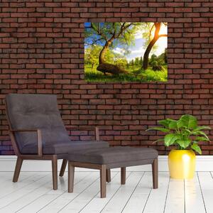 Staklena slika proljetne livade (70x50 cm)