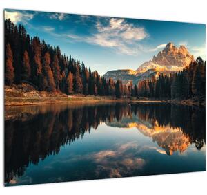 Staklena slika - Alpe, Italija, Dolomiti, Lago Antorno (70x50 cm)