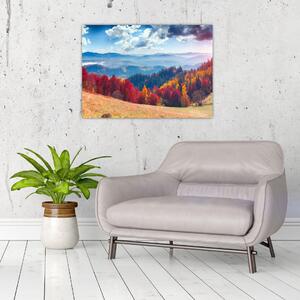 Staklena slika šarenog jesenjeg krajolika (70x50 cm)