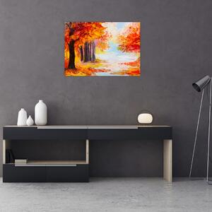 Staklena slika - Uljane boje, šarena jesen (70x50 cm)