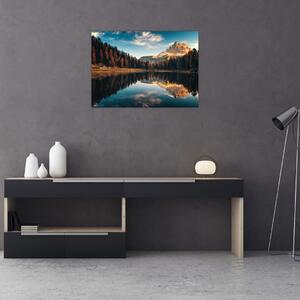 Staklena slika - Alpe, Italija, Dolomiti, Lago Antorno (70x50 cm)