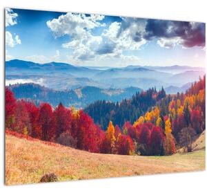 Staklena slika šarenog jesenjeg krajolika (70x50 cm)