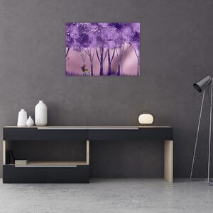 Staklena slika - Jelen u čarobnoj šumi (70x50 cm)