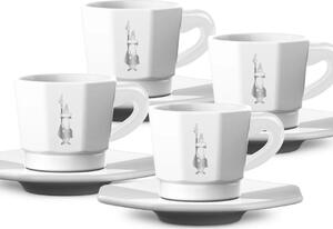 Bialetti Perfetto Moka set 4 šalice za espresso s tanjurićima, bijeli