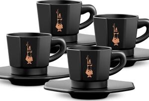 Bialetti Perfetto Moka set 4 šalice za espresso s tanjurićima, crni