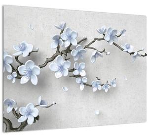 Staklena slika plavog cvijeća (70x50 cm)