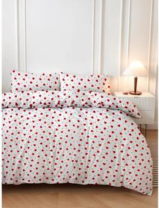 Crvena/bijela posteljina za bračni krevet 200x200 cm Love Heart – Mijolnir