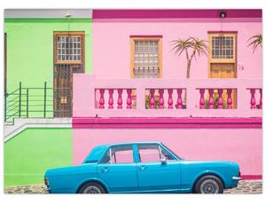 Slika automobila - šarene kuće (70x50 cm)