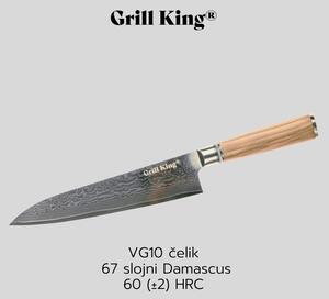 Grill King Damascus Gyuto nož šefa kuhinje, 20,5 cm