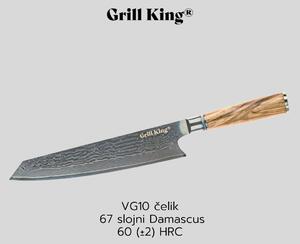 Grill King Damascus Kiritsuke azijski nož šefa kuhinje, 24 cm