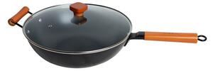 Grill King Asia nitrirani wok s dvije ručke i ravnim dnom + stakleni poklopac, 32 cm