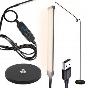 12W LED pokretna podna svjetiljka 180 cm USB crna