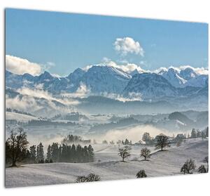 Staklena slika snježnih planina (70x50 cm)