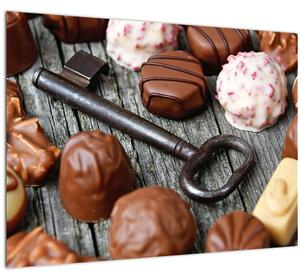 Staklena slika čokolade i ključeva (70x50 cm)
