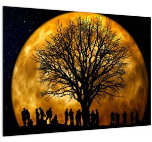 Staklena slika mjeseca i silueta (70x50 cm)